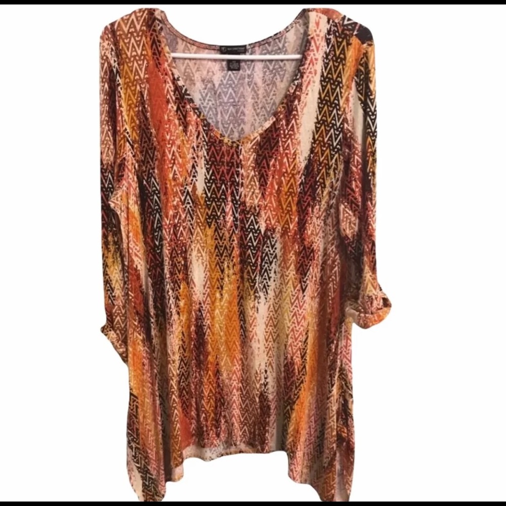 New Directions 0X orange and brown tunic